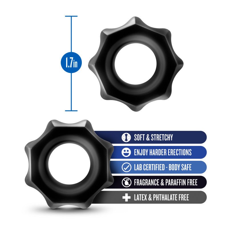 Stay Hard Nutz - Black Cock Rings - Set of 2 - COCK RINGS - Mr and Mrs D's