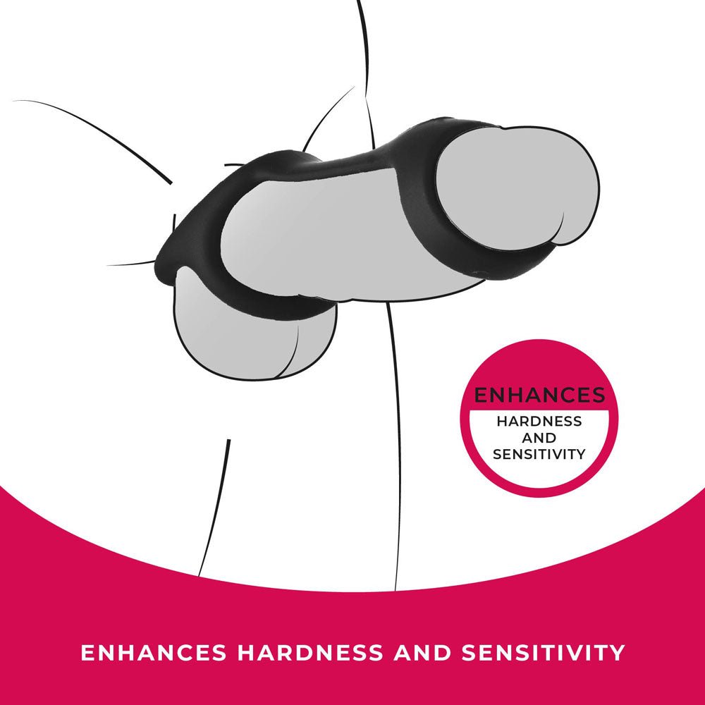 Strap The Balls - Black Cock Strap with Ball Stretcher - COCK RINGS - Mr and Mrs D's