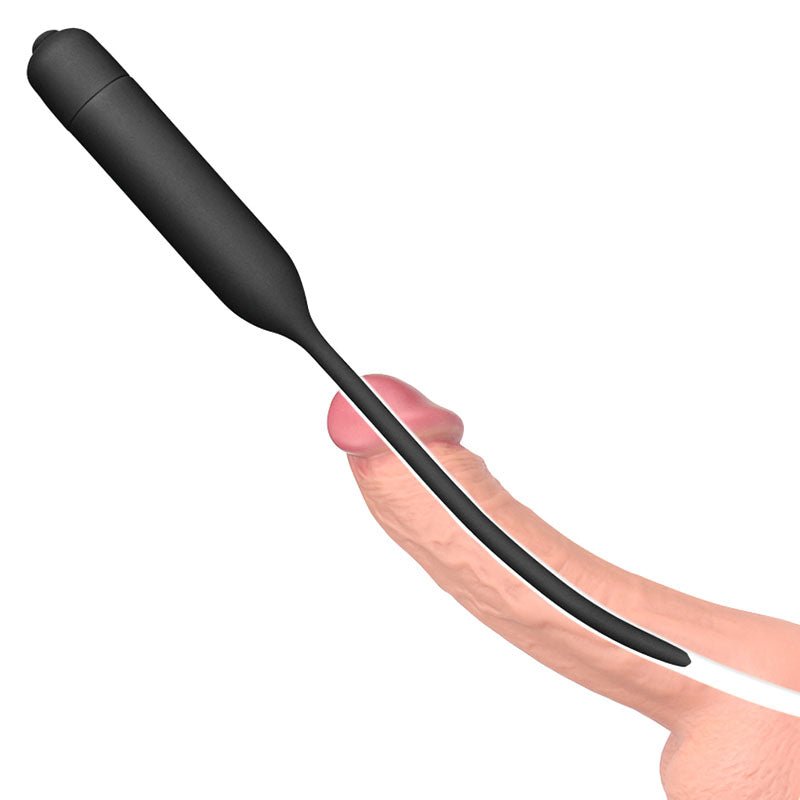 Ultimate Silicone Vibrating Urethral Dilator - Black Vibrating Urethral Sound - BONDAGE - TOYS - Mr and Mrs D's
