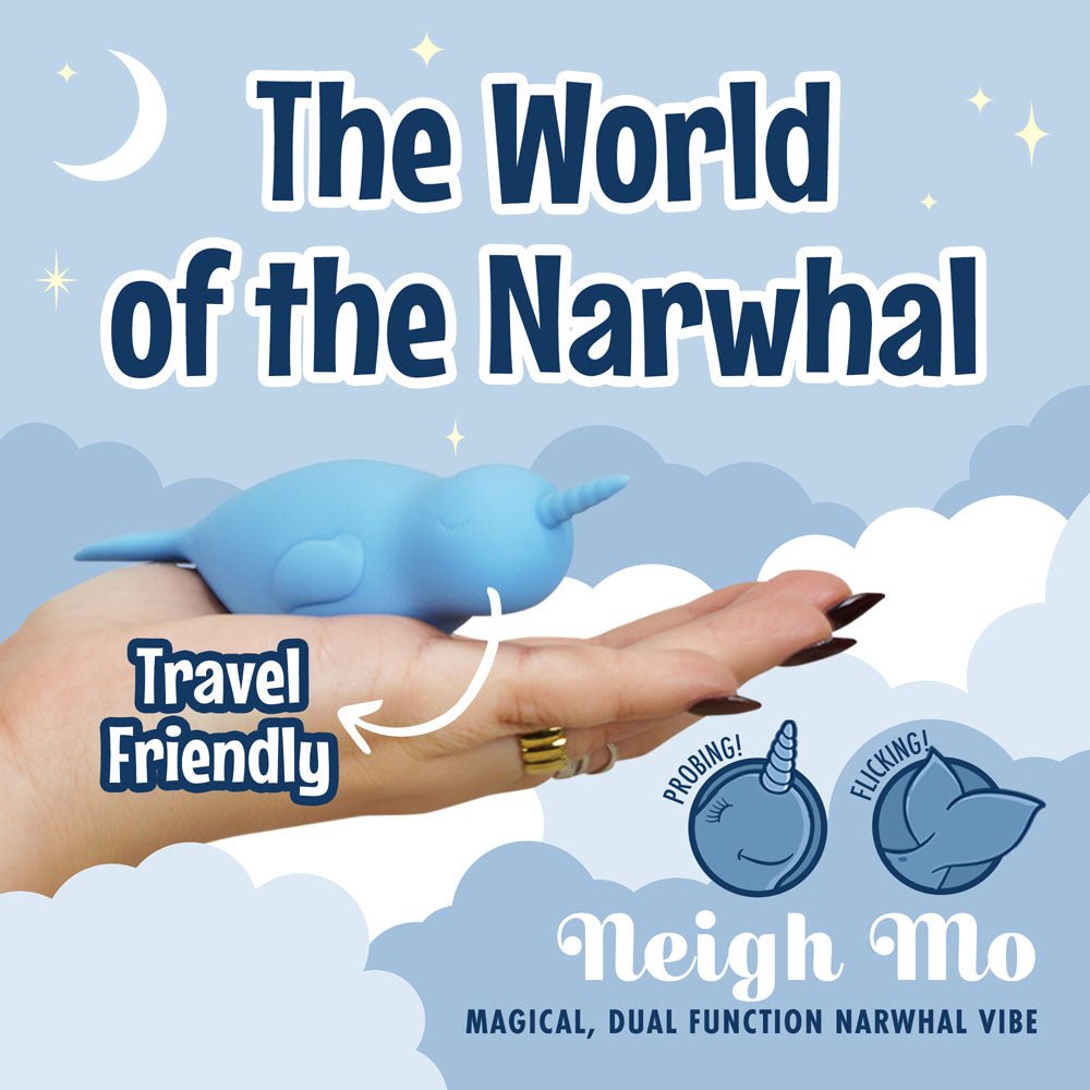 Unihorn of the Sea - Neigh Mo - The Narwhal - Blue USB Rechargeable Dual Motor Stimulator - Mr and Mrs D's
