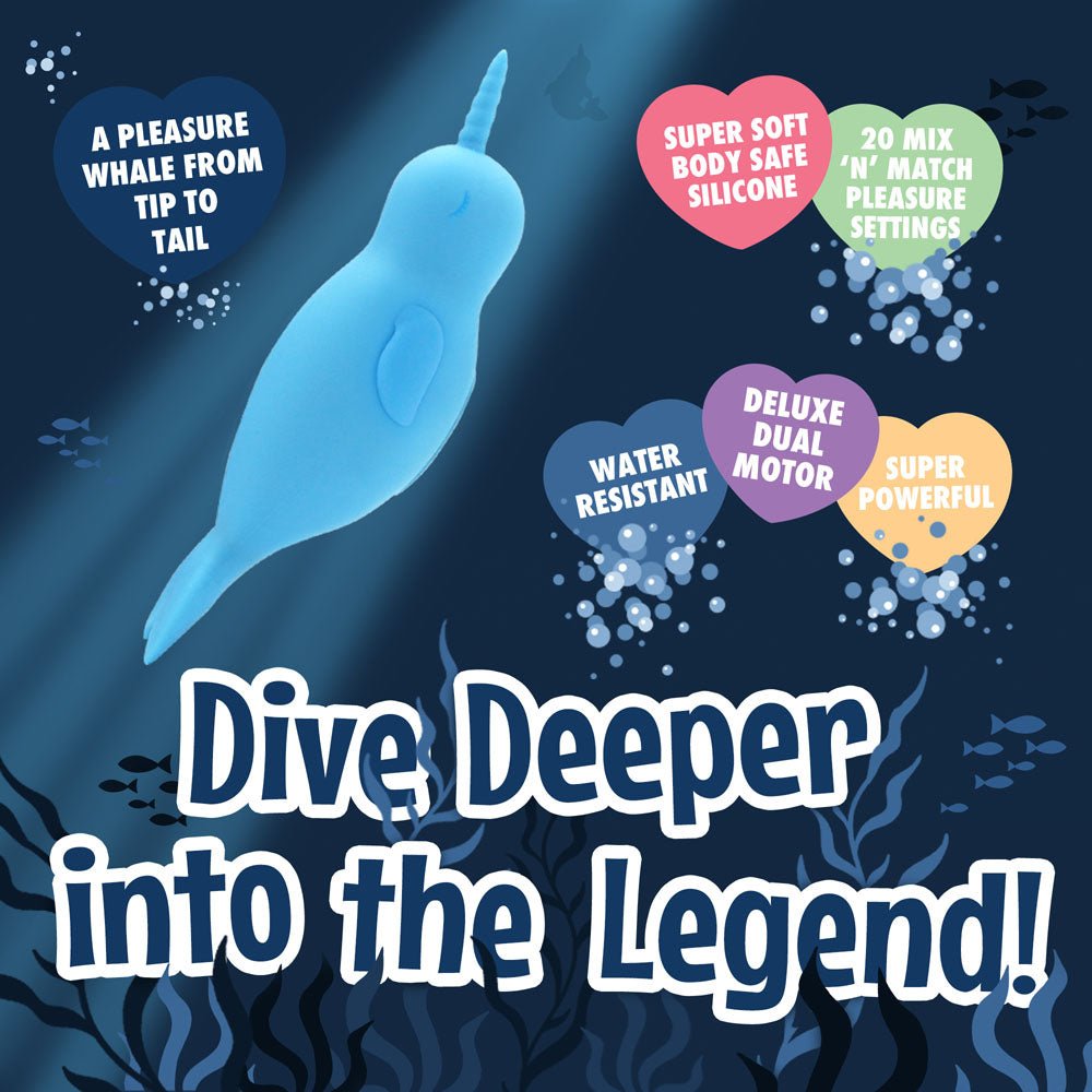 Unihorn of the Sea - Neigh Mo - The Narwhal - Blue USB Rechargeable Dual Motor Stimulator - Mr and Mrs D's