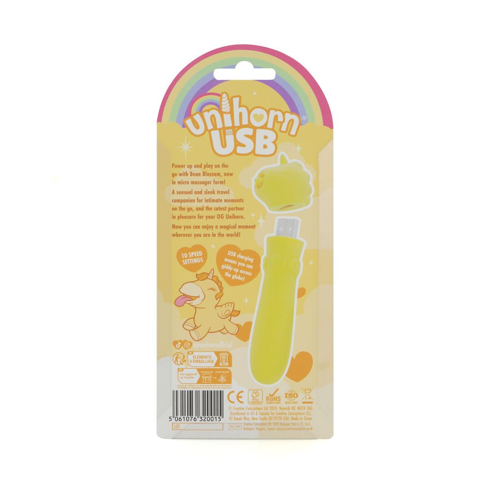 Unihorn - USB Bullet - Bean Blossom - Yellow USB Rechargeable Vibrating Bullet - Mr and Mrs D's