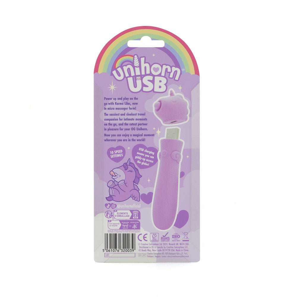 Unihorn - USB Bullet - Karma Lilac - Lilac USB Rechargeable Vibrating Bullet - BULLETS & EGGS - Mr and Mrs D's