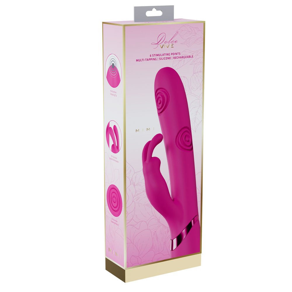 VIVE Mimi - Pink - Pink 25 cm USB Rechargeable Vibrating & Tapping Rabbit Vibrator - Mr and Mrs D's