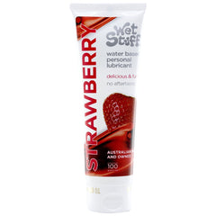 Wet Stuff Strawberry Flavoured Water Based Lubricant - 100 gram Tube - Mr and Mrs D's