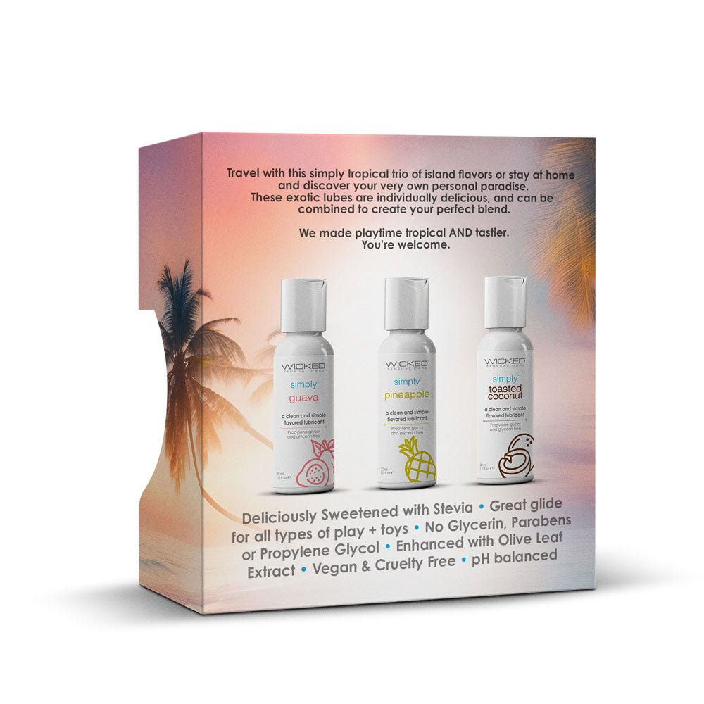 Wicked Simply Tropical Trio - Flavoured Water Based Lubricants - Set of 3 x 30 ml Bottles - LOTIONS & LUBES - Mr and Mrs D's