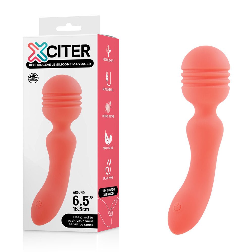 Xciter - Orange - Orange 16.5 cm USB Rechargeable Massage Wand - Mr and Mrs D's