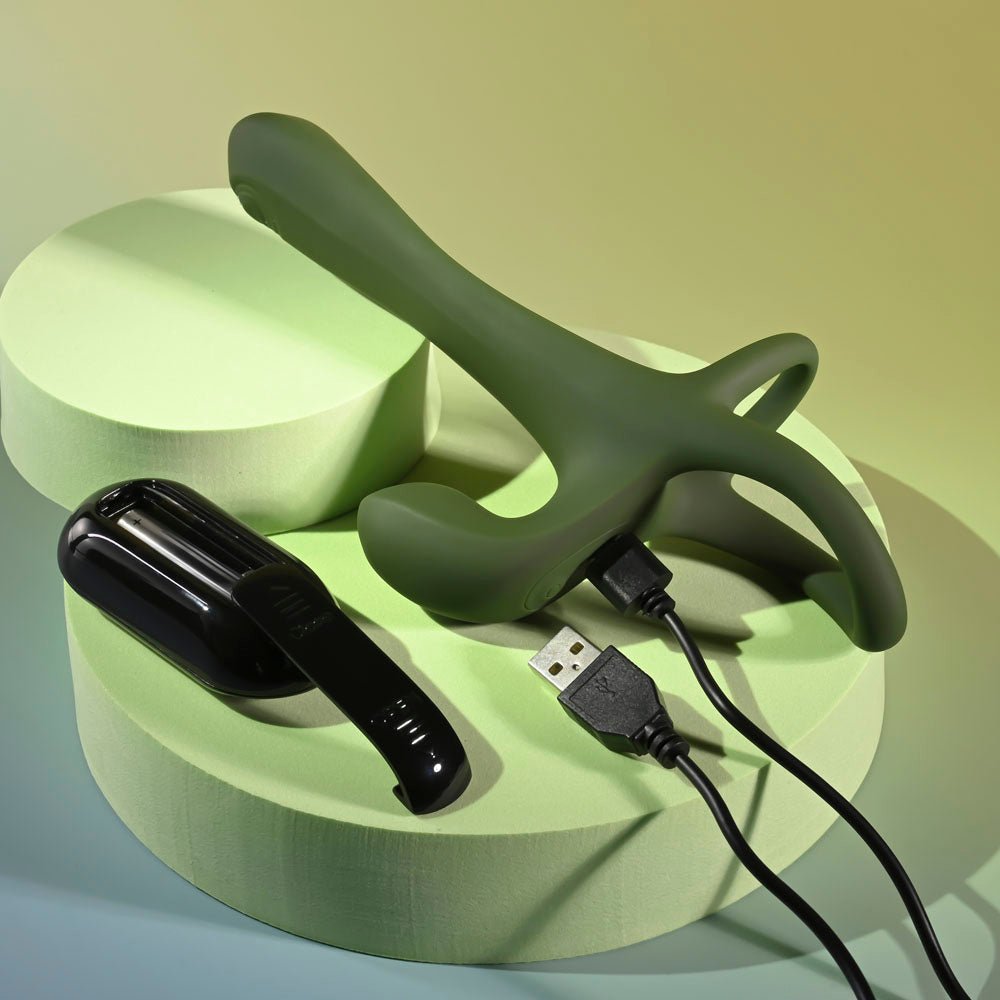 Zero Tolerance STRAP, TAP & GO - Green USB Rechargeable Vibrating & Tapping Penis Sleeve with Wireless Remote - Mr and Mrs D's
