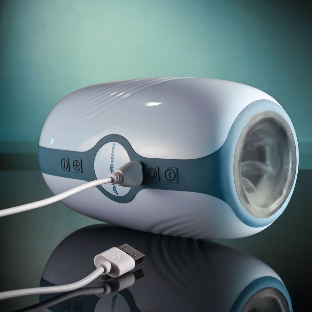 Zero Tolerance TOUCHDOWN - White 15 cm USB Rechargeable Vibrating & Tightening Stroker - Mr and Mrs D's