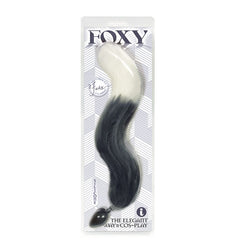 Foxy Fox Tail Silicone Butt Plug Grey White Tip 18"