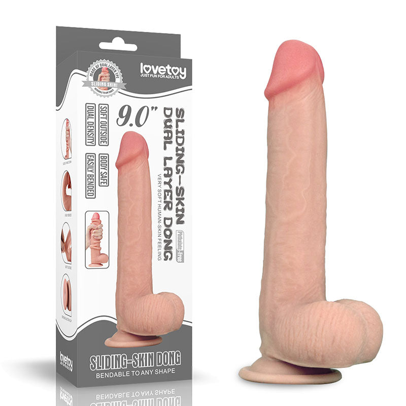 Sliding Skin Dual Layer Dong - Flesh 23 cm (9'') with Flexible Skin