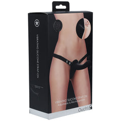 OUCH! Vibrating Silicone Strap-On Dildo - Black