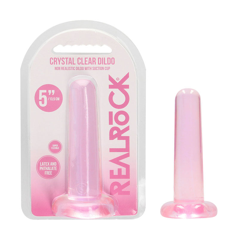 REALROCK Non Realistic Pink Dildo With Suction Cup - 13.5 cm