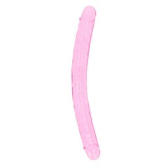 A REALROCK 34 cm Double Dong - Pink, elongated and slightly curved, crafted with body-safe materials for peace of mind, positioned against a white background.