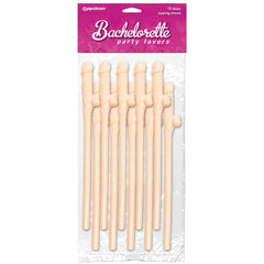 Bachelorette Party Favours - Dicky Sipping Straws 10 pack Flesh - Mr and Mrs D's