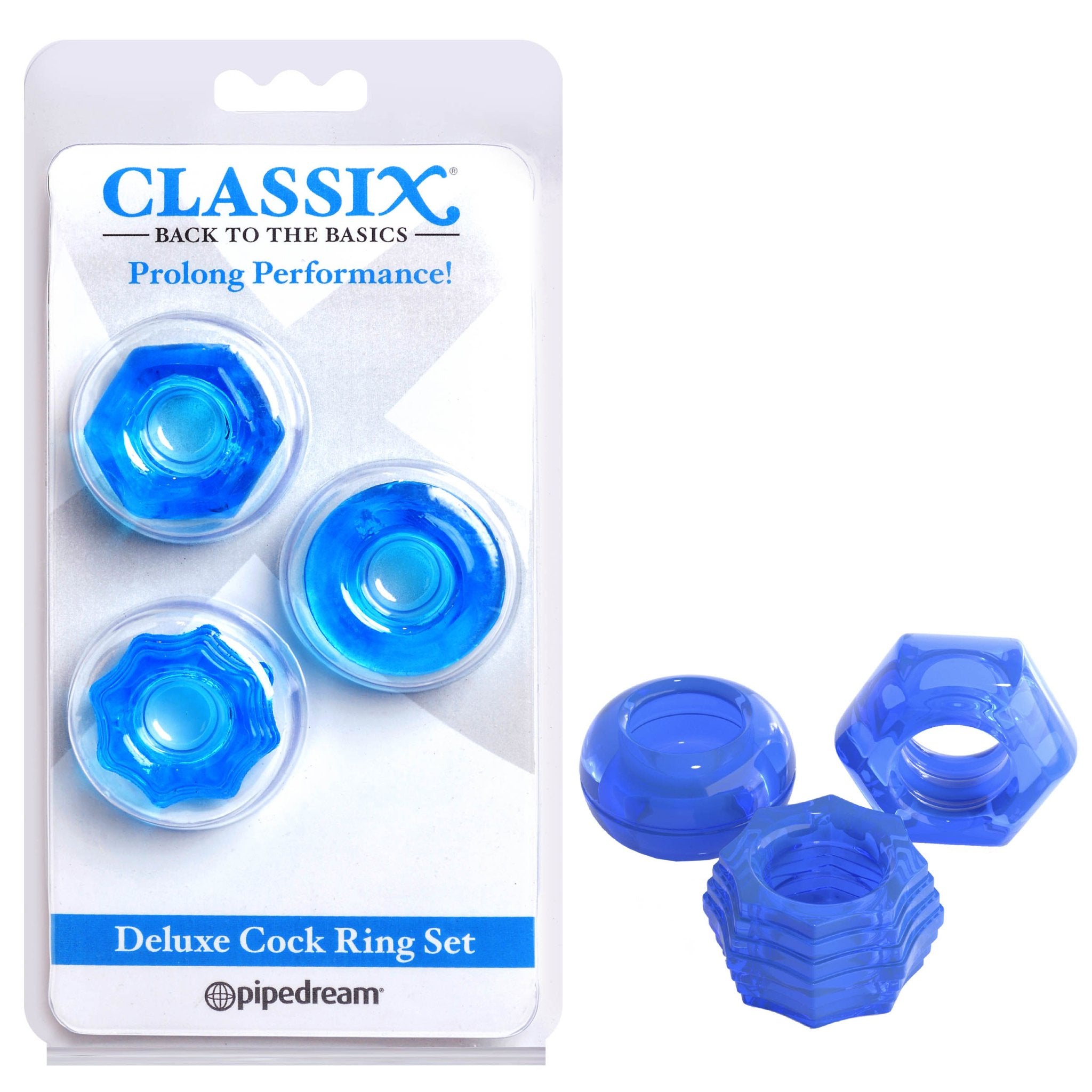 Classix Deluxe Cock Ring Set - Blue - Mr and Mrs D's