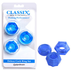 Classix Deluxe Cock Ring Set - Blue - Mr and Mrs D's