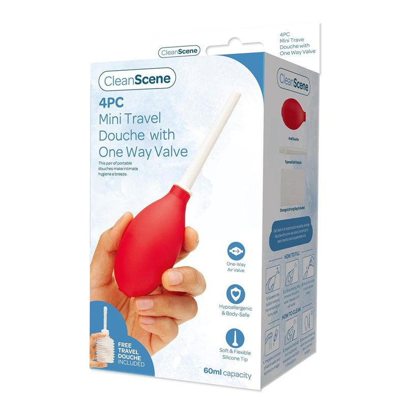 CleanScene 4 Piece Mini Travel Douche with One Way Valve - Mr and Mrs D's