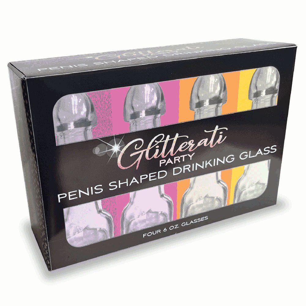 Glitterati Penis 6oz Drinking Glass Pack - Mr and Mrs D's