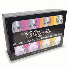Glitterati Penis 6oz Drinking Glass Pack - Mr and Mrs D's