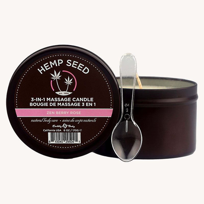 Hemp Seed 3 - In - 1 Massage Candle Zen Berry Rose - Mr and Mrs D's