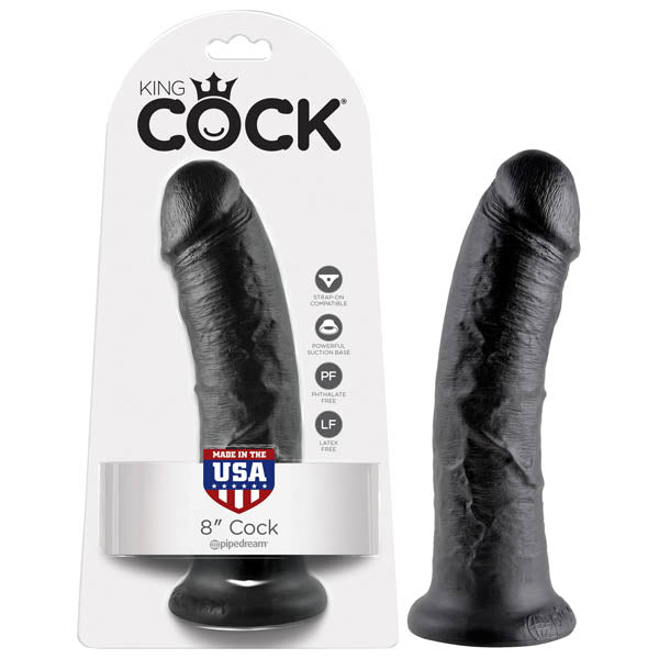 King Cock 8'' Black 20.3cm Dildo - Mr and Mrs D's