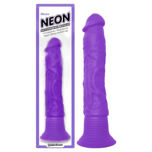 Neon Purple Silicone Wall Banger Dildo - Mr and Mrs D's