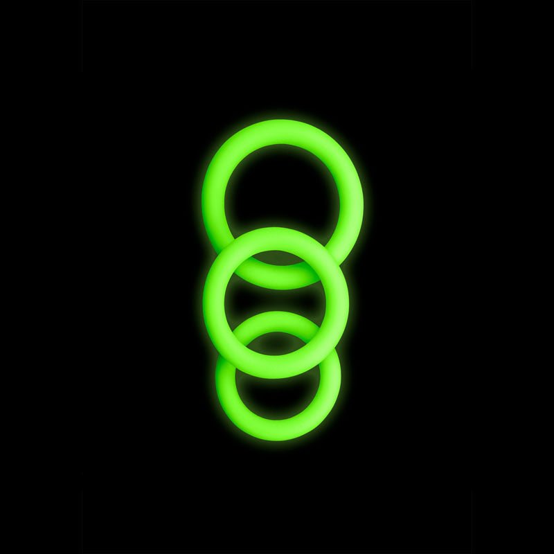 OUCH! Glow In the Dark Cock Ring Set - 3 Pack - Mr and Mrs D's