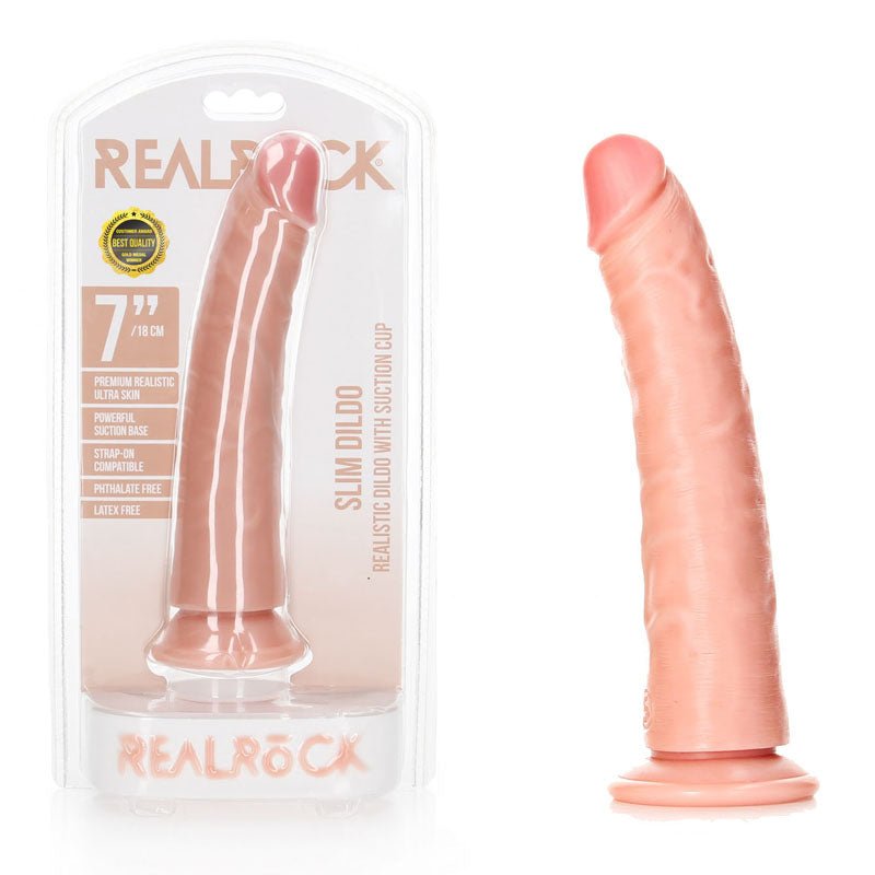 REALROCK Realistic Slim Dildo with Suction Cup - 18cm - Mr and Mrs D's