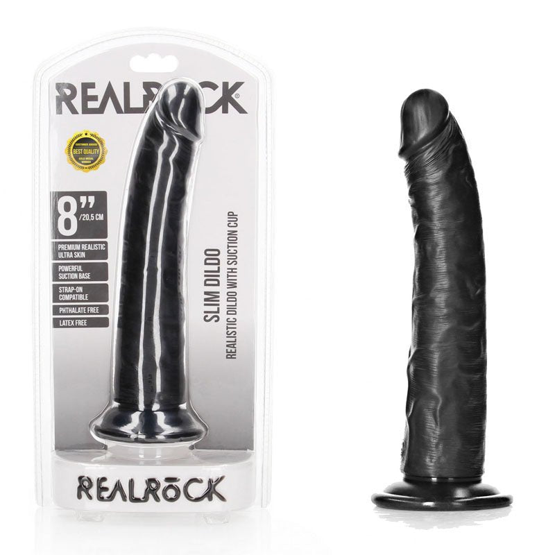 REALROCK Realistic Slim Dildo with Suction Cup - 20.5cm - Mr and Mrs D's