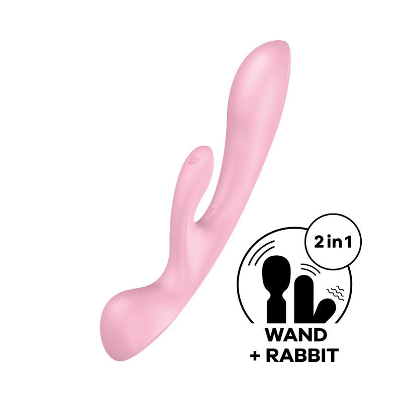 Satisfyer Triple Oh Rabbit + Wand Vibrator - Pink - Mr and Mrs D's