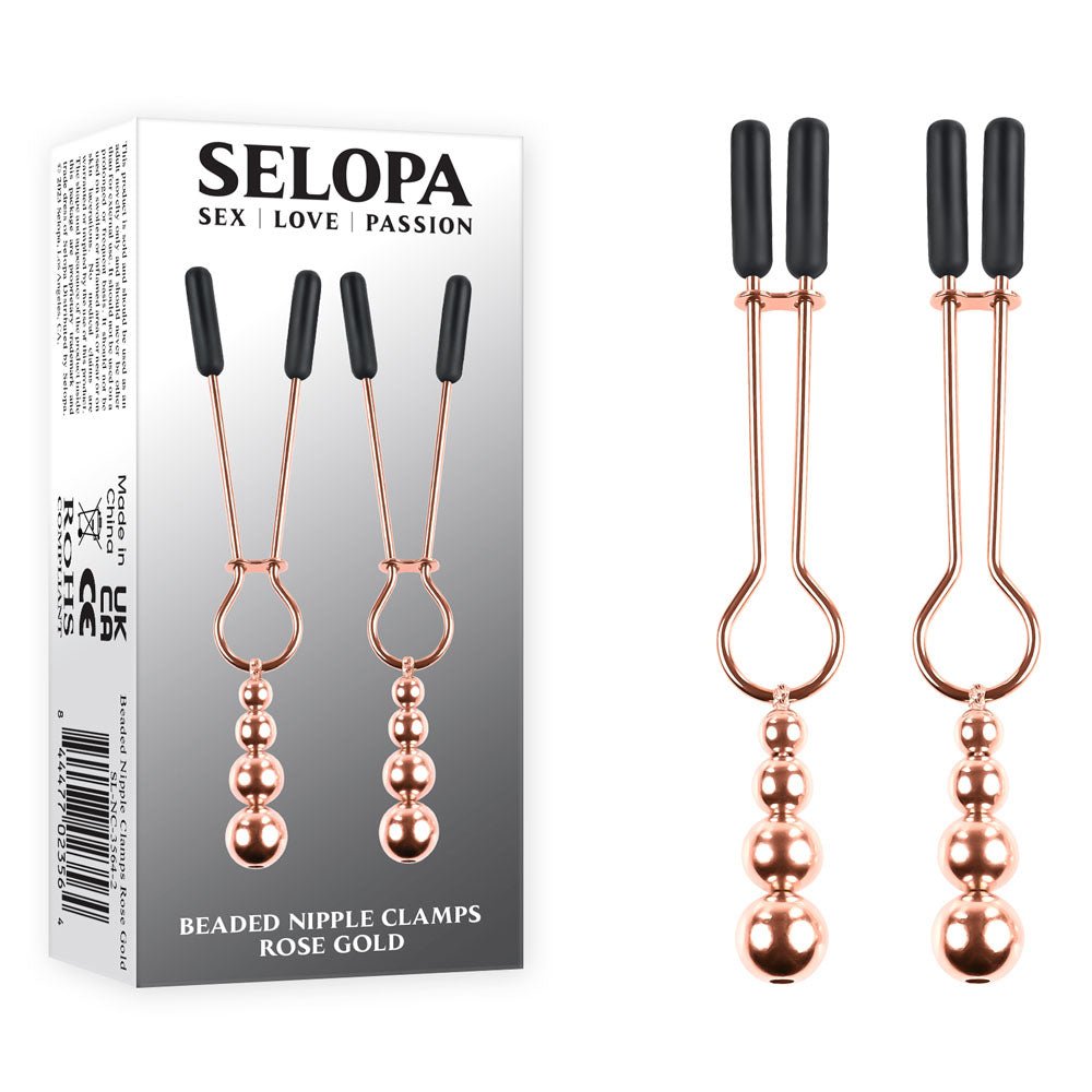 Selopa BEADED NIPPLE CLAMPS - Rose Gold - Mr and Mrs D's