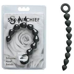 Sex & Mischief Silicone Anal Beads - Black - Mr and Mrs D's