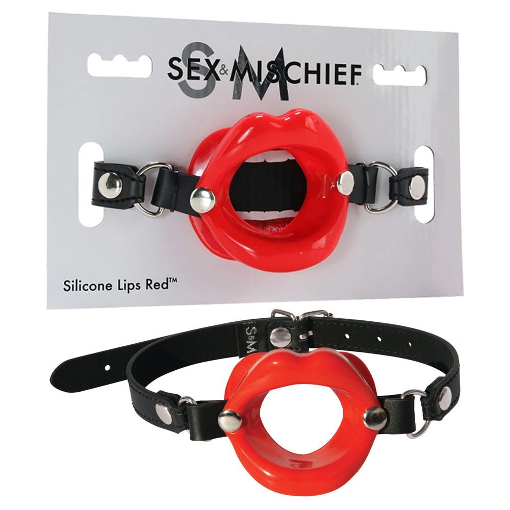 Sex & Mischief Silicone Lips Mouth Gag - Red - Mr and Mrs D's